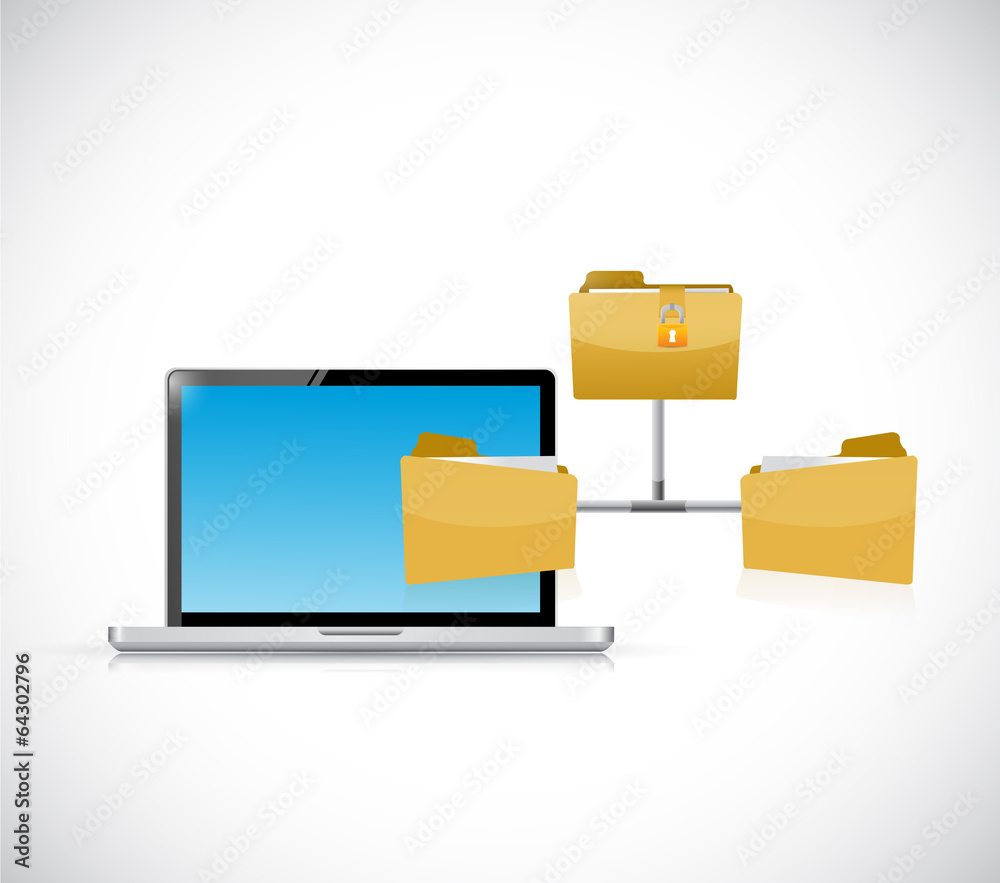 computer and folder network illustration design computer and folder network illustration design