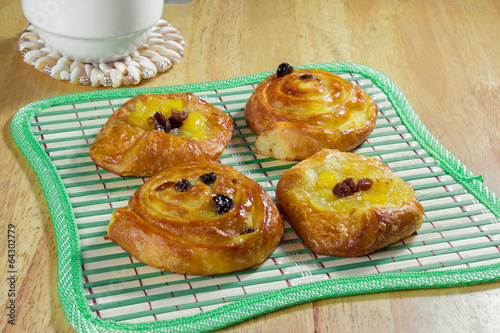 fruit danish desserts on table photo