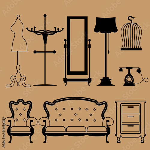 Vintage accessory icons set