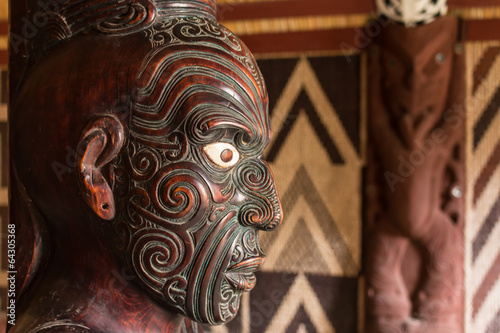 detail of Maori carving photo
