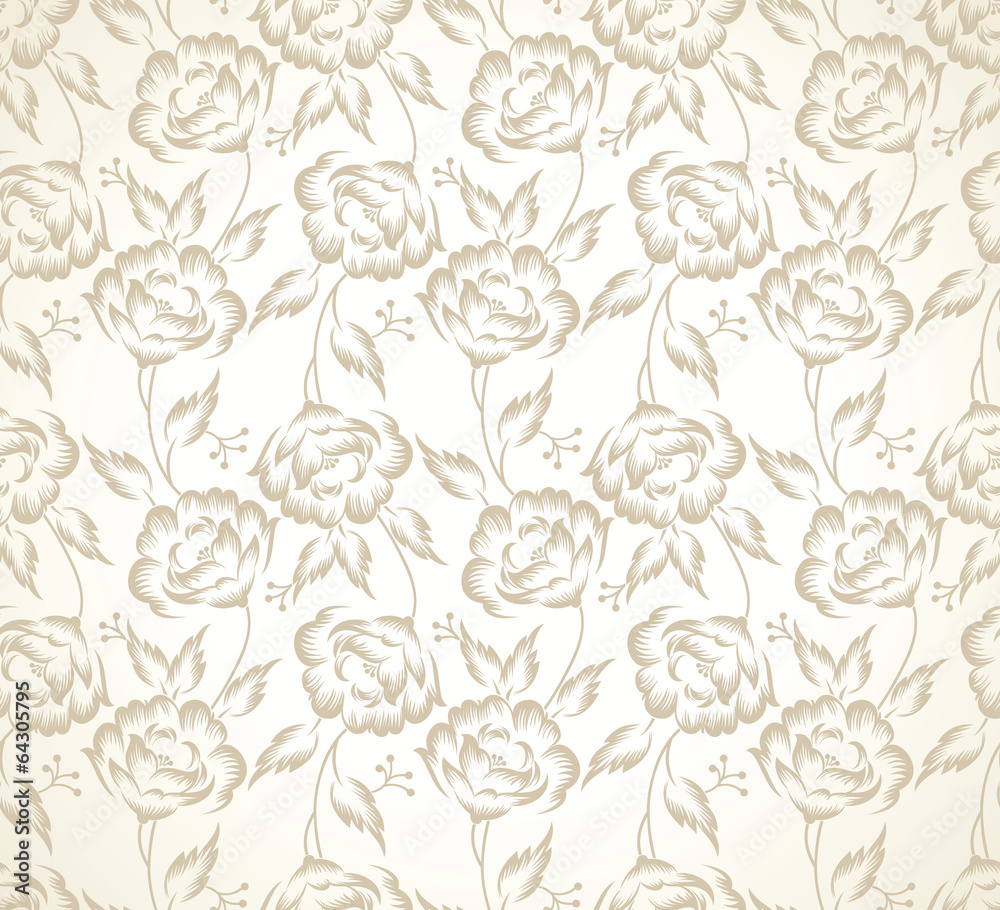 Floral designer seamless wallpaper with strokes