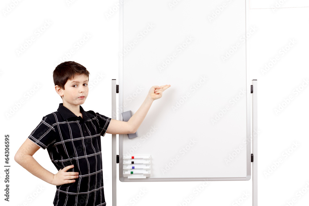young boy student and whiteboard young boy student and whiteboard