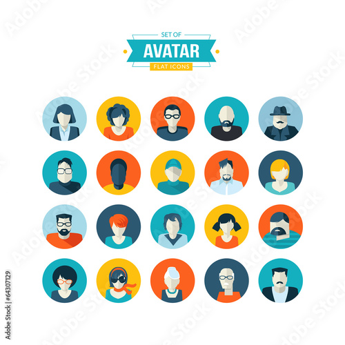 Set of avatar flat design icons