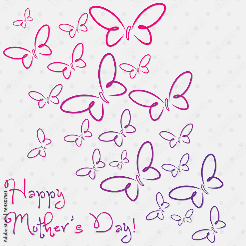 Happy Mother's Day butterfly card in vector format.
