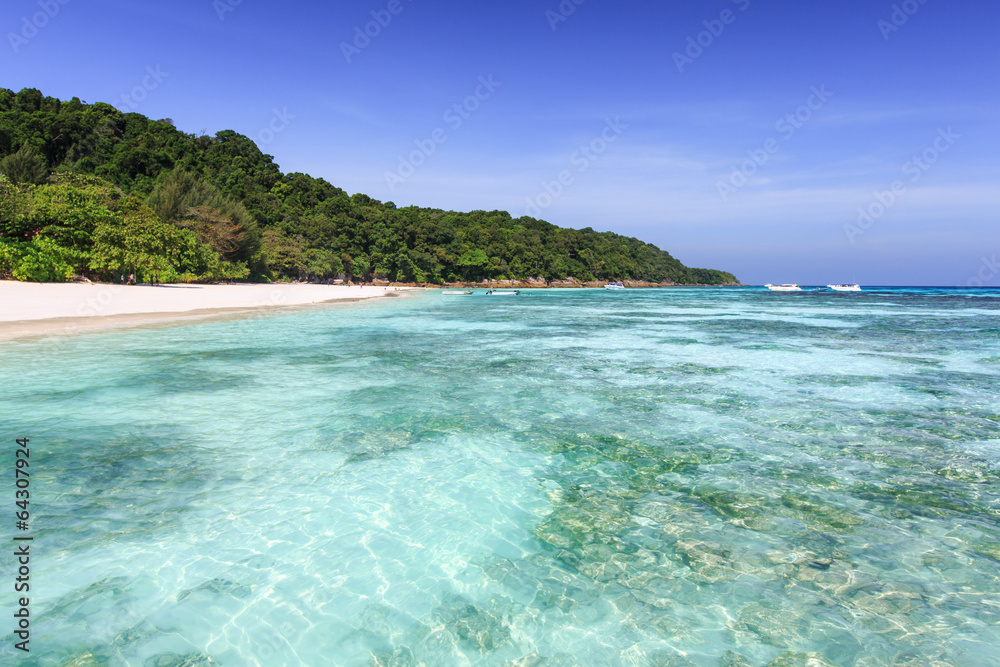 Beach of tropical crystal clear sea, Ta Chai island