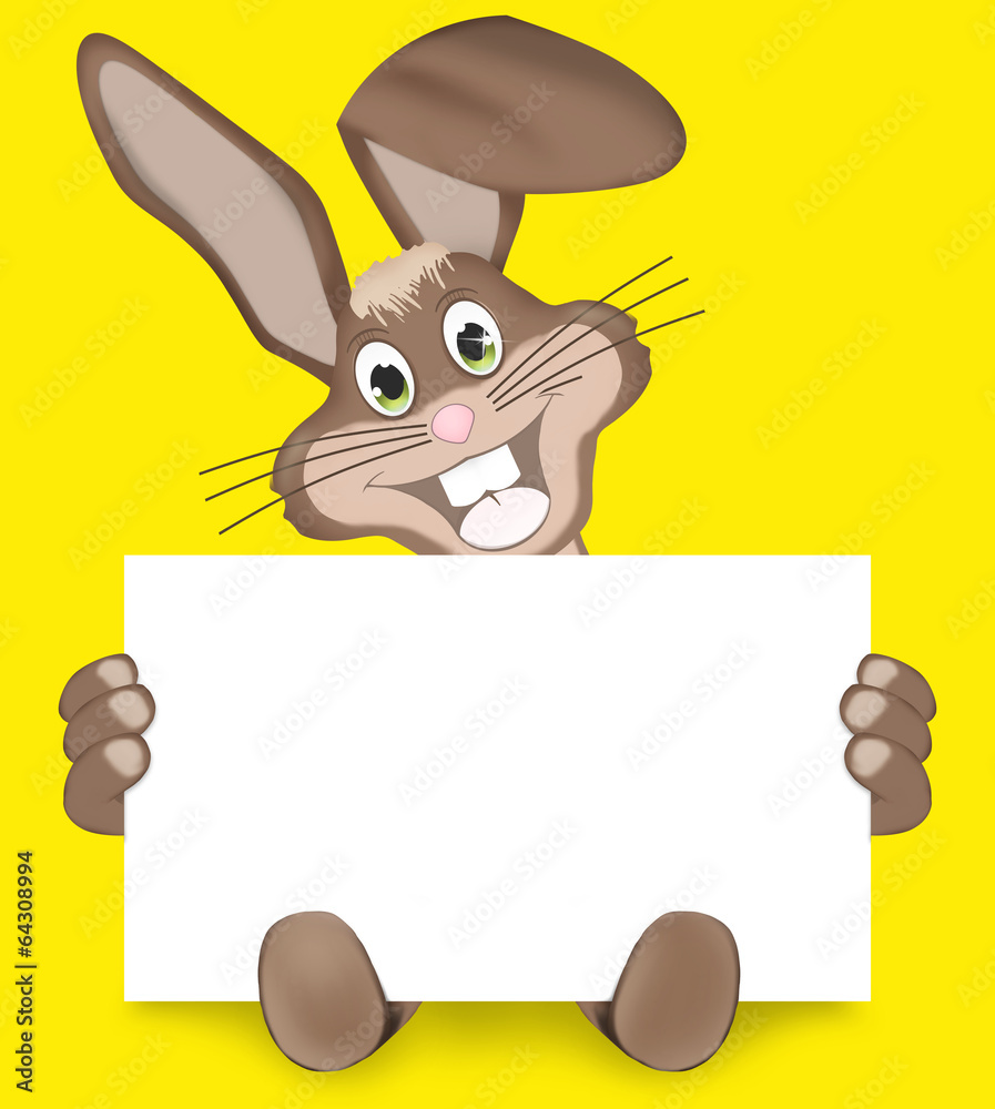 Obraz premium Happy Easter Bunny with white sign for your texts