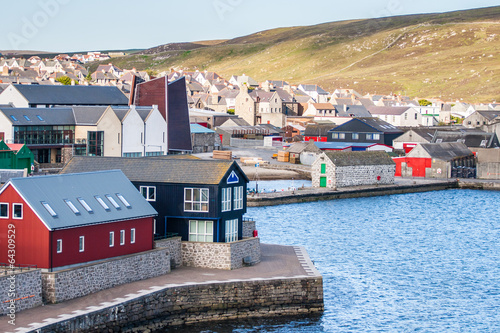 Lerwick town center under blue sky photo