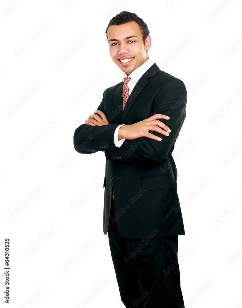 Handsome young business man standing with folded arms Handsome young business man standing with folded arms
