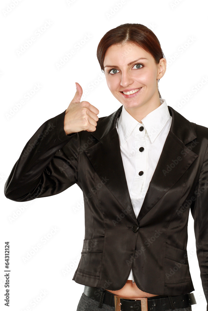 A young woman showing ok, isolated on white background. A young woman showing ok, isolated on white background.