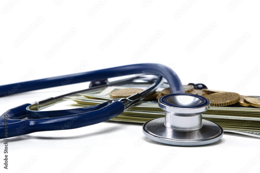 stethoscope and money.
