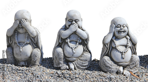 Trois bouddhas de la sagesse détourés photo