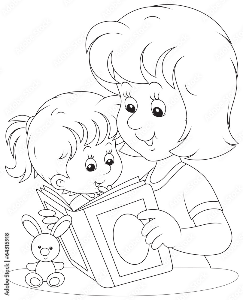 Fototapeta Mother and daughter reading