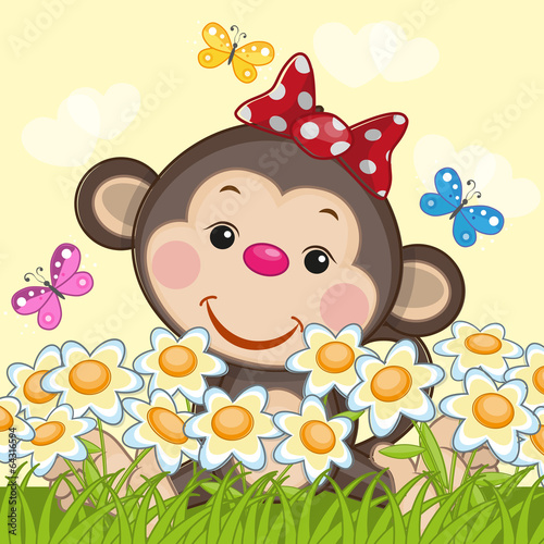 Monkey and flowers