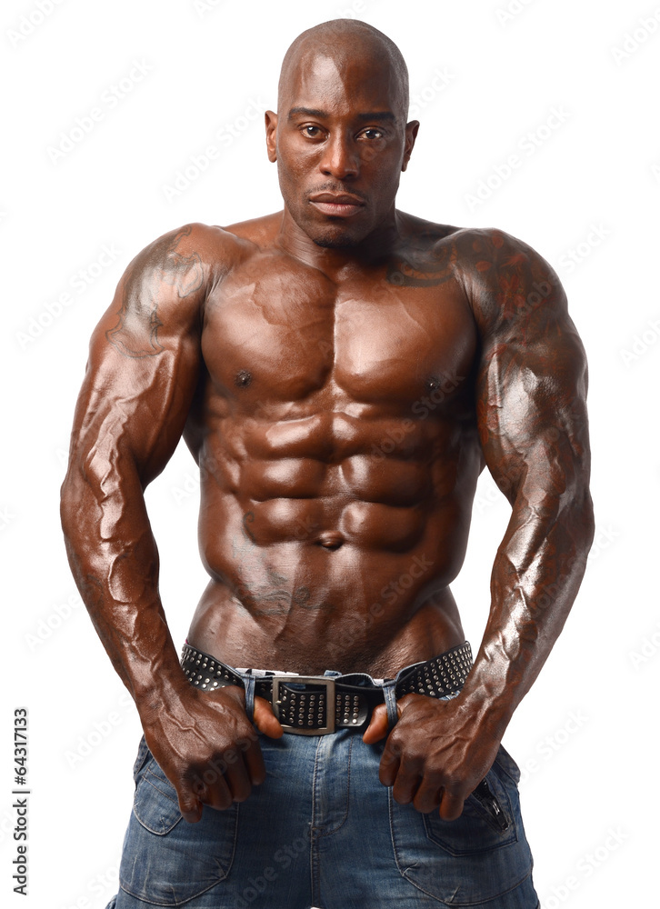 Strong bodybuilder man with perfect abs, shoulders,biceps