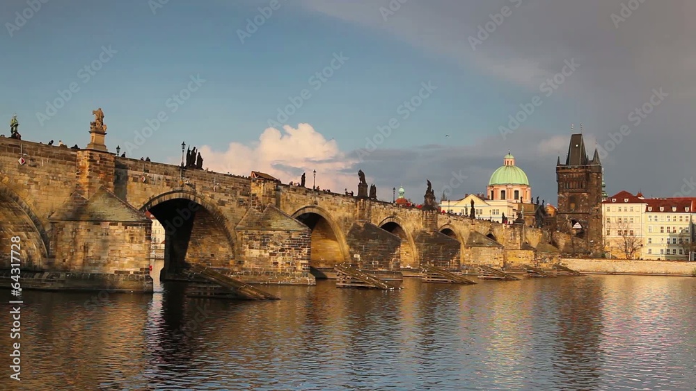 View from Kampa of Charles Bridge in Prague at sunset View from Kampa of Charles Bridge in Prague at sunset