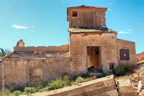 old village destroyed in ruins and abandoned by the bombs of war