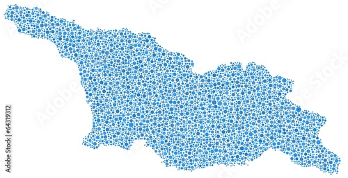 Map of Georgia - Eurasia - in a mosaic of blue bubbles