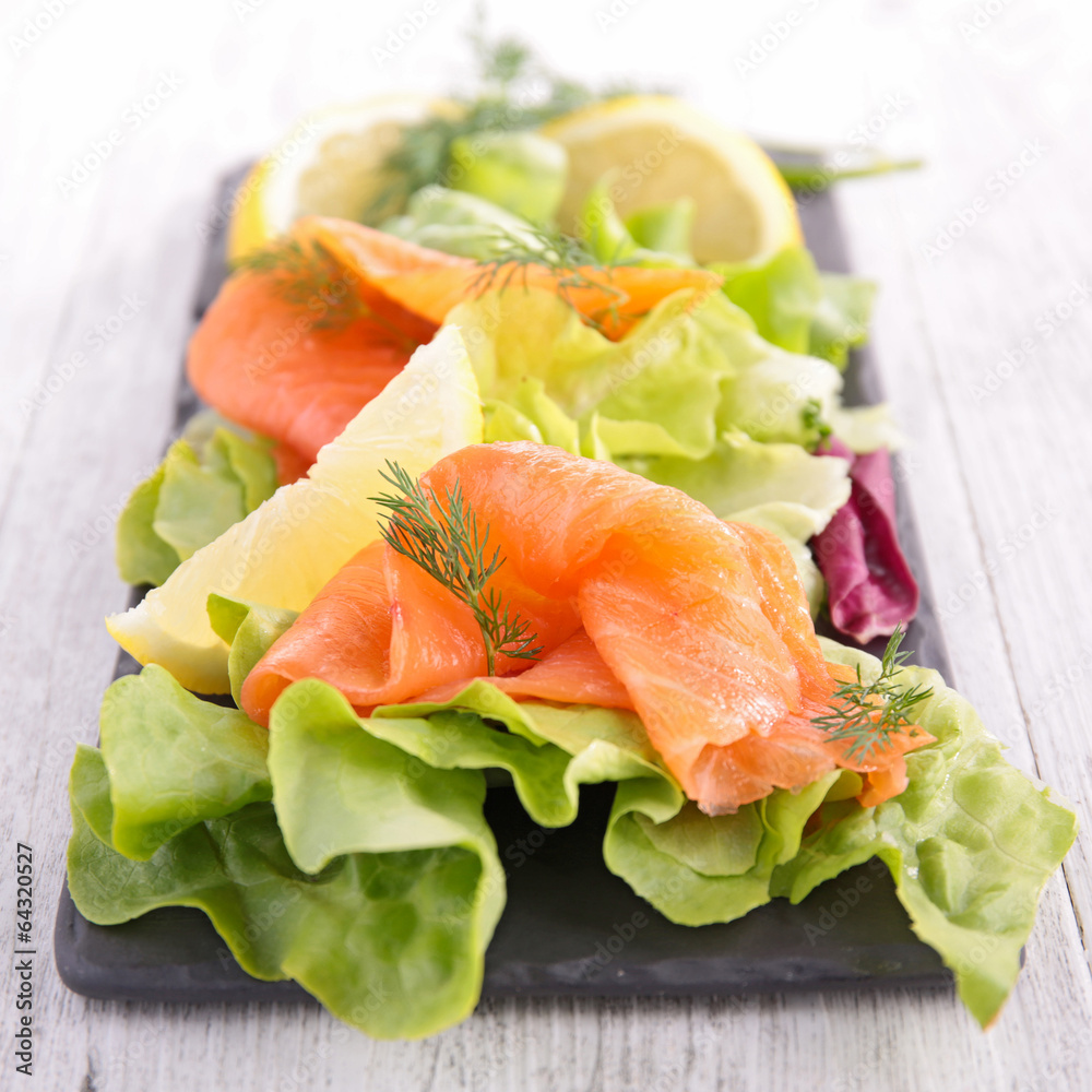 vegetable salad with salmon