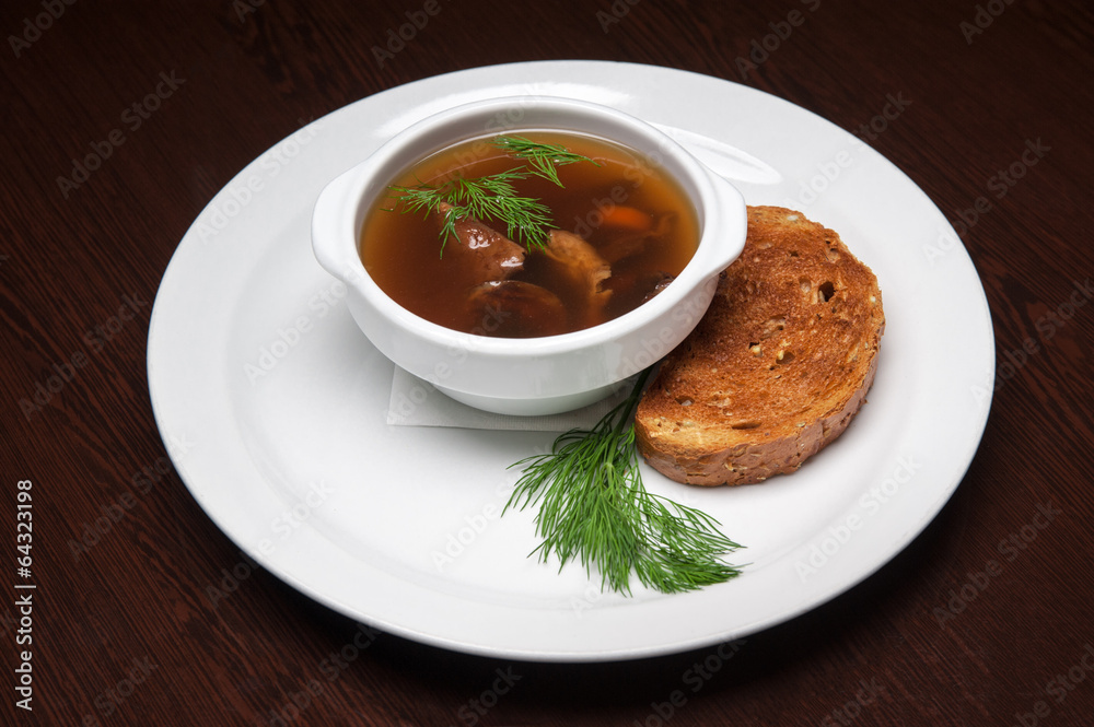 The menu - photo - appetizing soup from mushrooms The menu - photo - appetizing soup from mushrooms