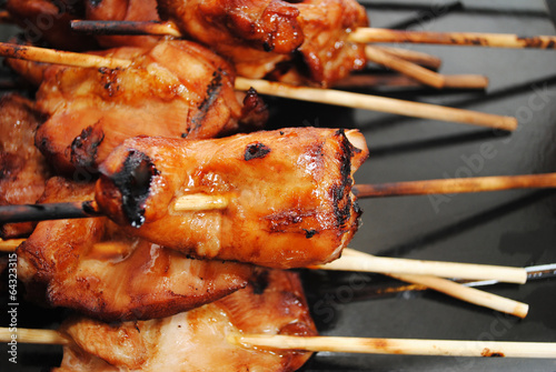 Close-Up of Grilled Chicken on a Stick