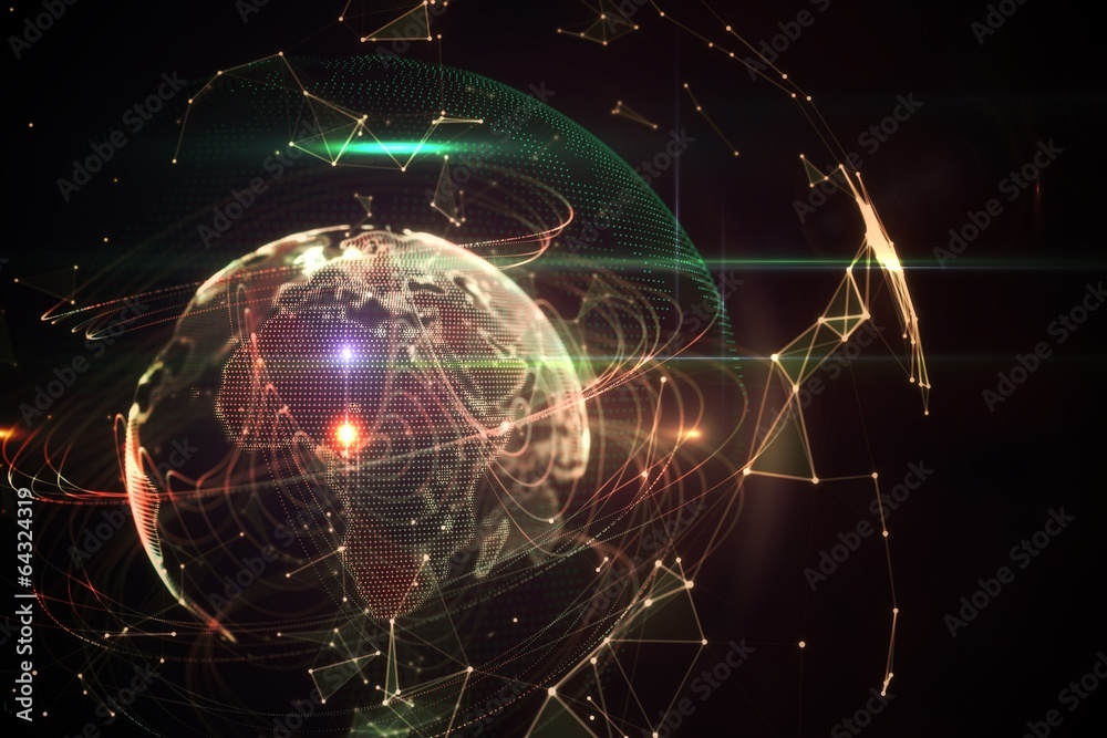 Global technology background in orange Global technology background in orange