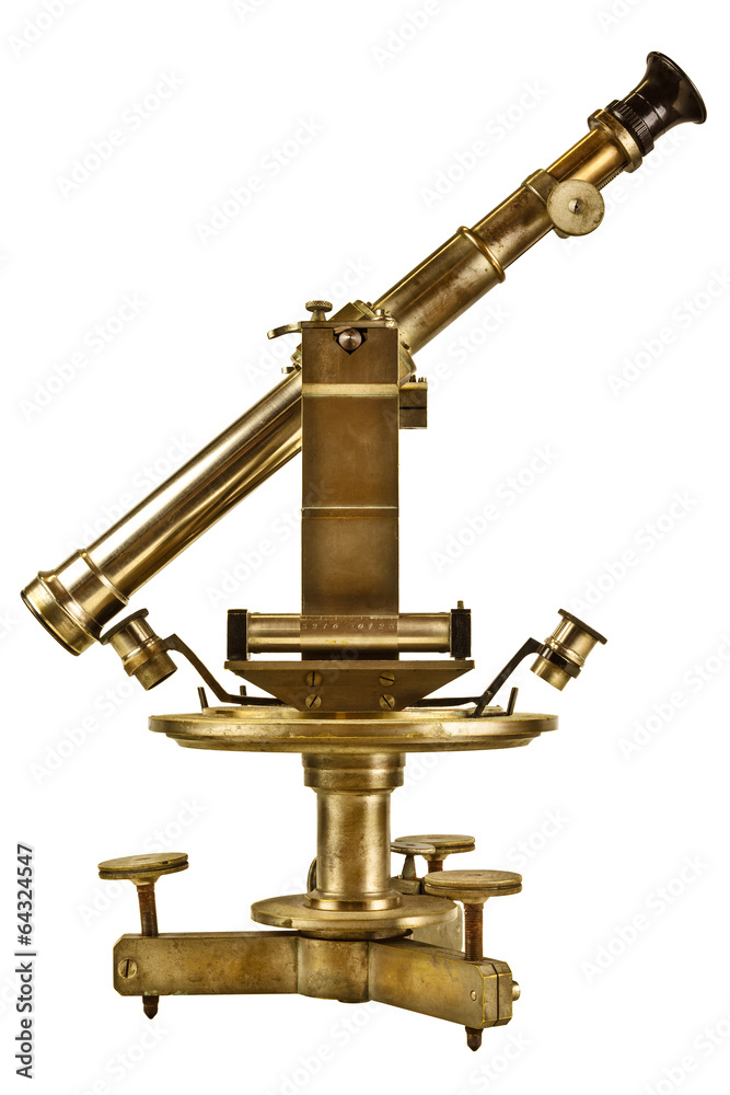 Ancient telescope isolated on white