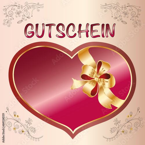 Gutschein mit Herz und Schleife