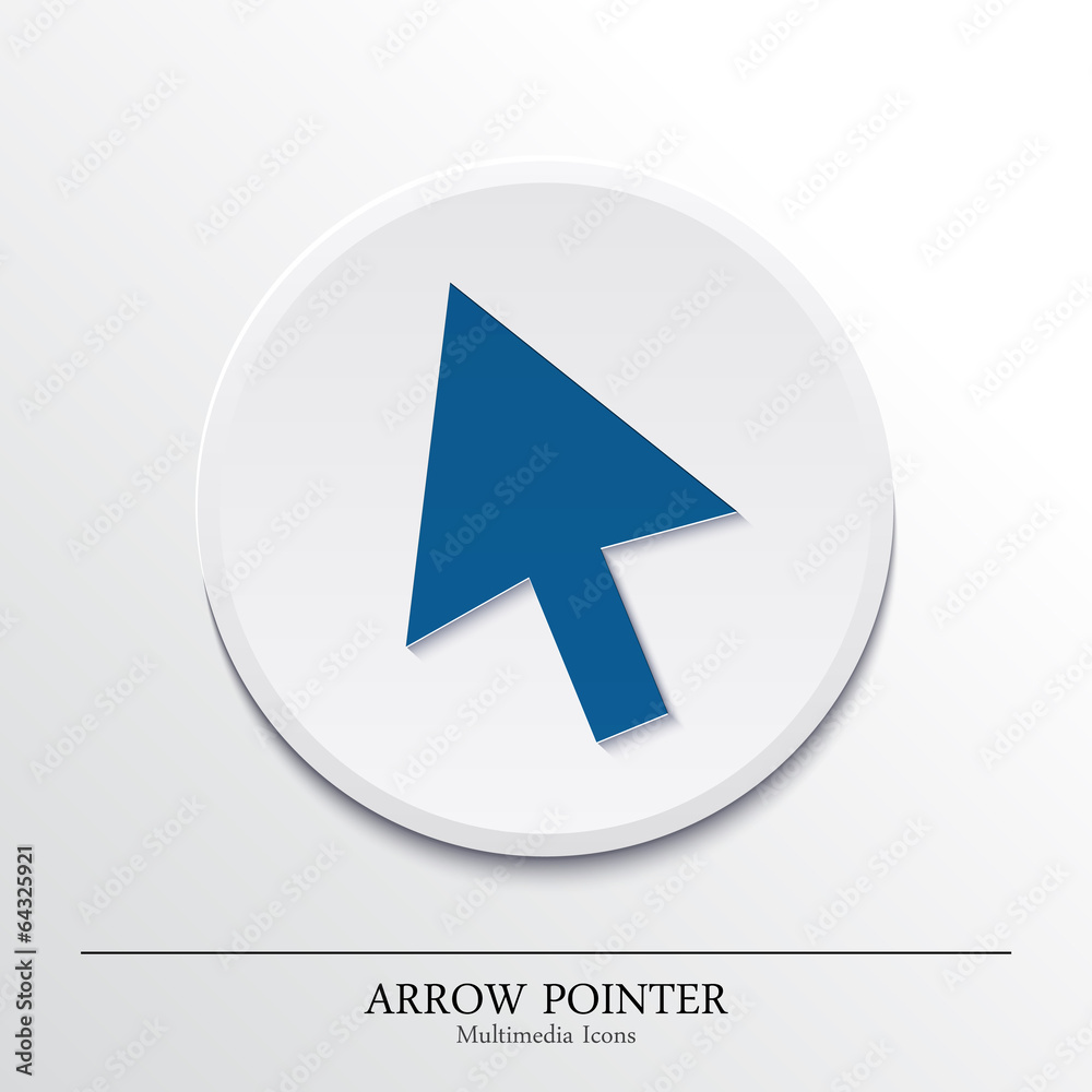 Multimedia icon on button, arrow pointer. Vector. Multimedia icon on button, arrow pointer. Vector.