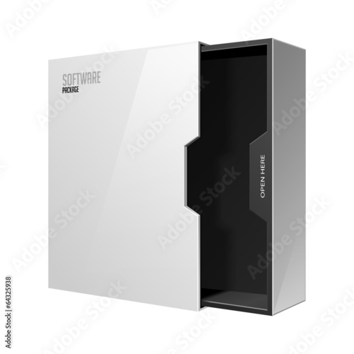 Opened Modern Software Package Box White Black Inside