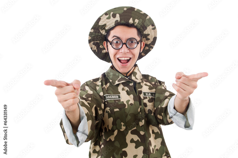Funny soldier isolated on the white Funny soldier isolated on the white
