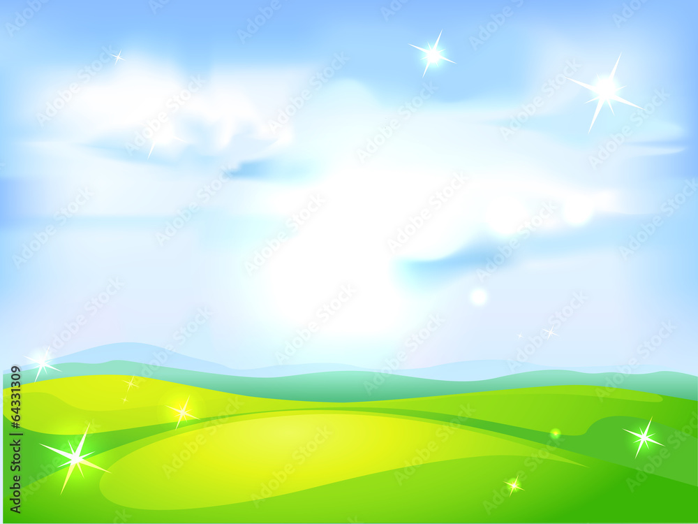 vector horizontal natural background with blue sky