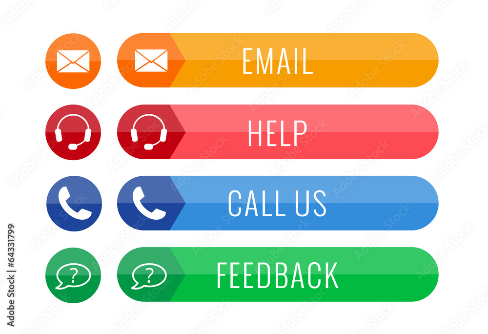 four contact buttons in flat style four contact buttons in flat style