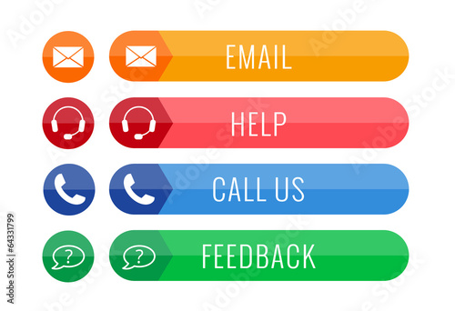 four contact buttons in flat style