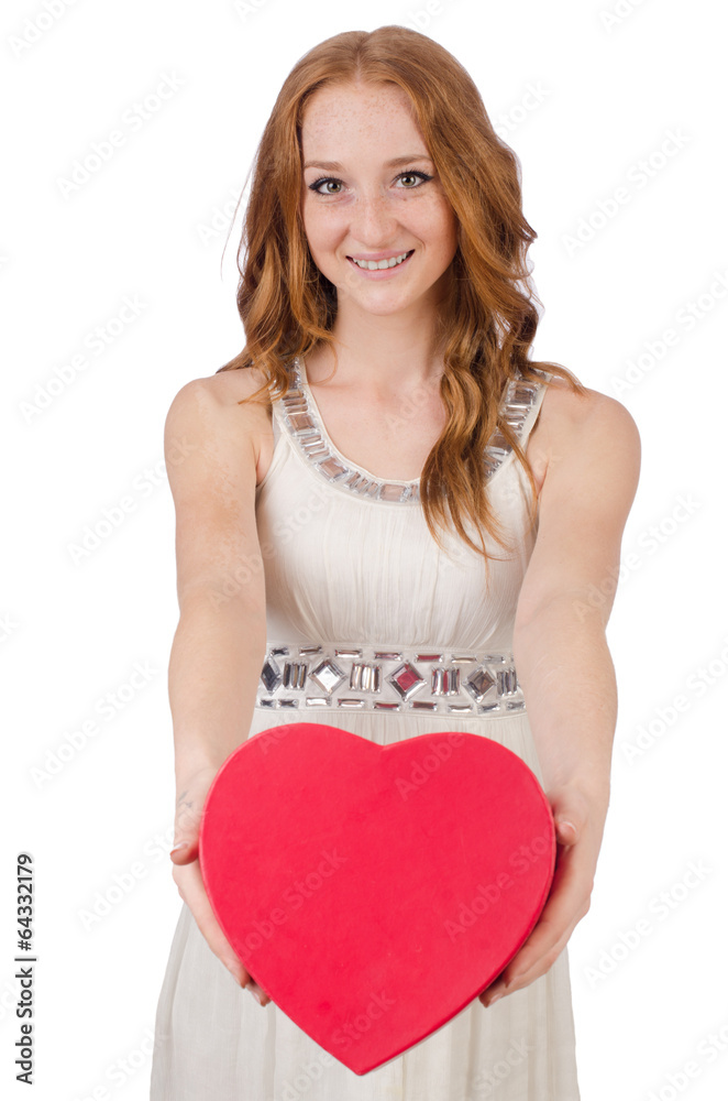 Woman with gift box isolated on the white Woman with gift box isolated on the white
