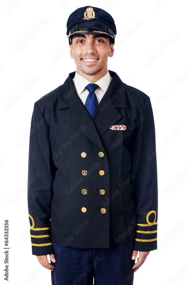 Young pilot isolated on the white Young pilot isolated on the white