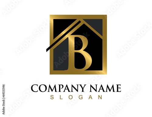 Gold letter B house logo