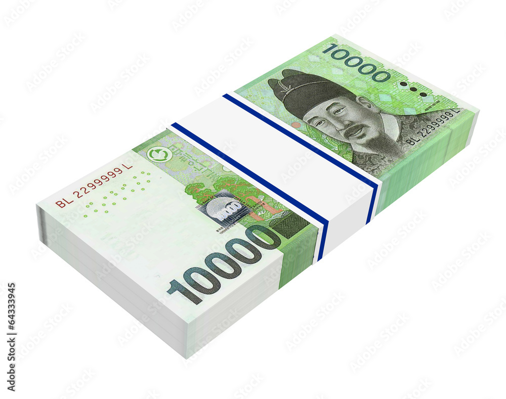 Korean won money isolated on white background. Korean won money isolated on white background.