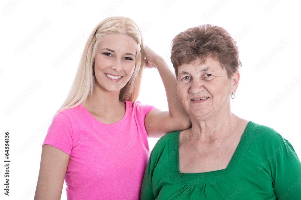 Ältere Mutter mit Tochter - Portrait isoliert Ältere Mutter mit Tochter - Portrait isoliert