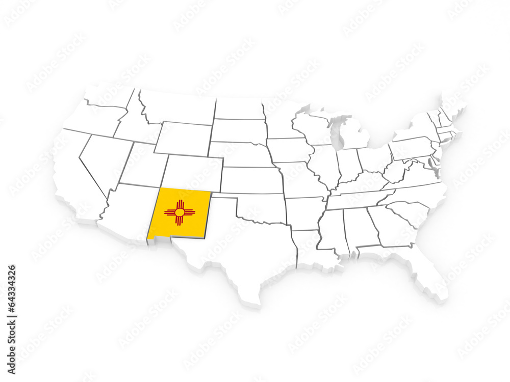 Fototapeta Three-dimensional map of New Mexico. USA.