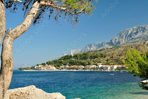 Adriatic sea and mountain Biokovo at Podgora, Croatia photo