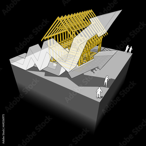 framework house with business arrows diagram