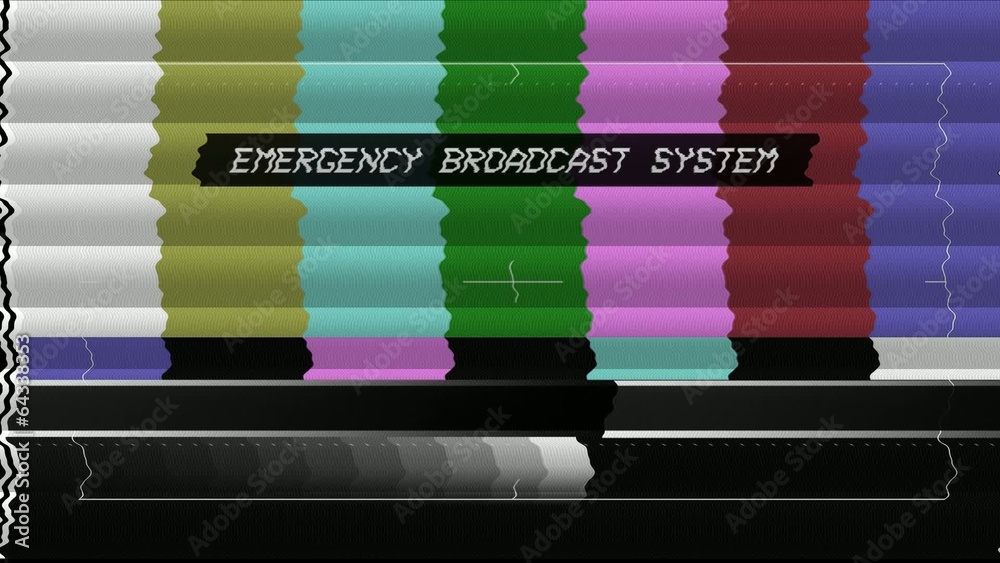 Emergency broadcast warning, with bad reception or broken tv
