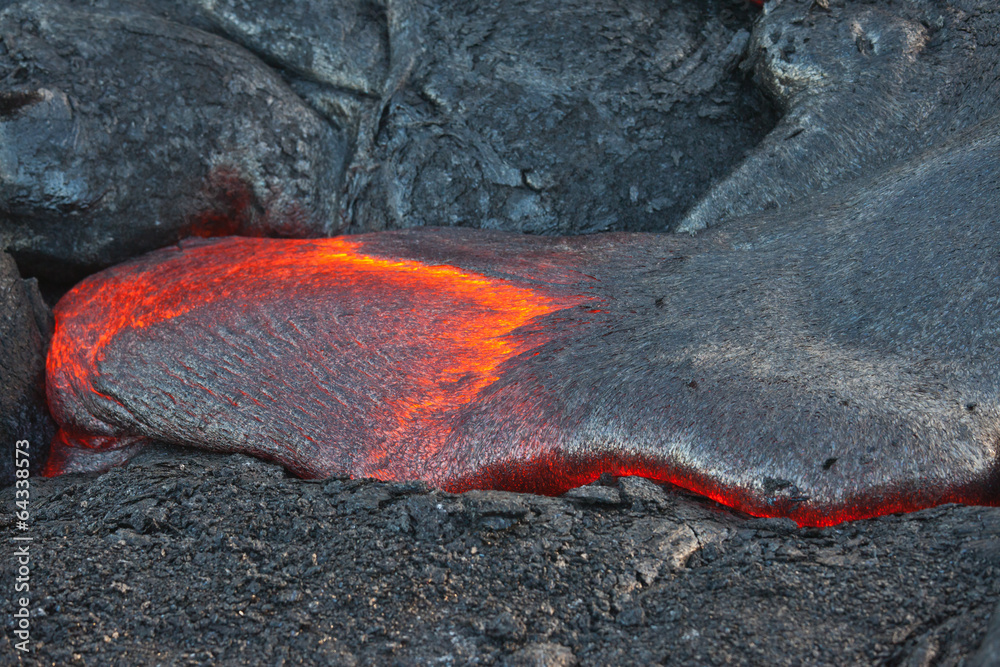 flow of red hot lava in the dark, Big Island, Hawaii flow of red hot lava in the dark, Big Island, Hawaii