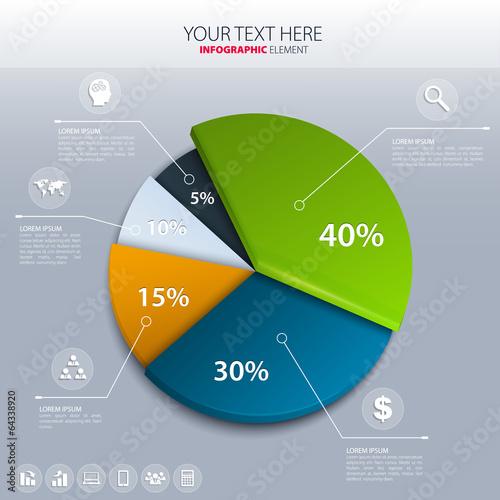 Vector pie chart - business statistics.