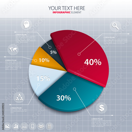 Vector pie chart - business statistics.