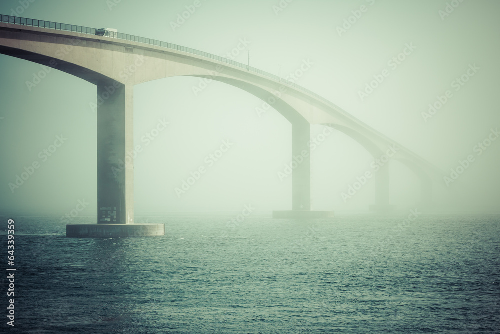 long modern bridge over fjord