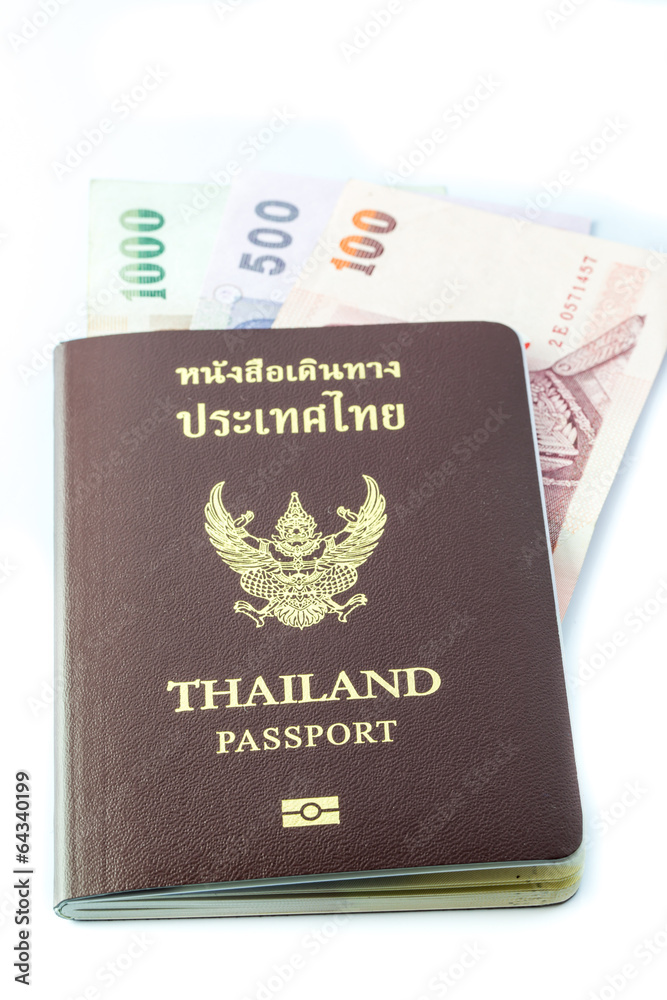 Thailand passport with Thai money Thailand passport with Thai money