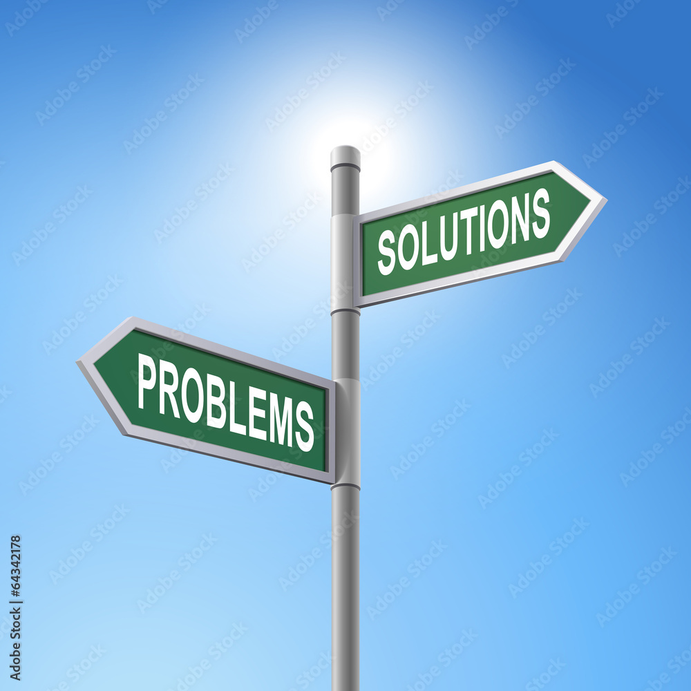 3d road sign saying problems and solutions 3d road sign saying problems and solutions