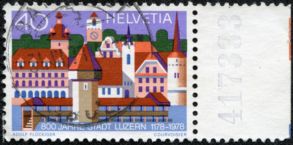 stamp shows landmark builldings from the city