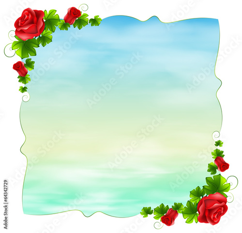 An empty template with red roses